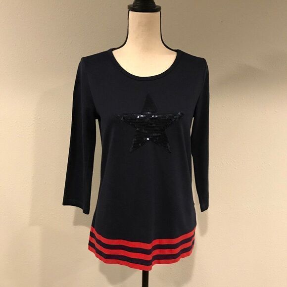 Navy blue sequin star top - Picture 4 of 11